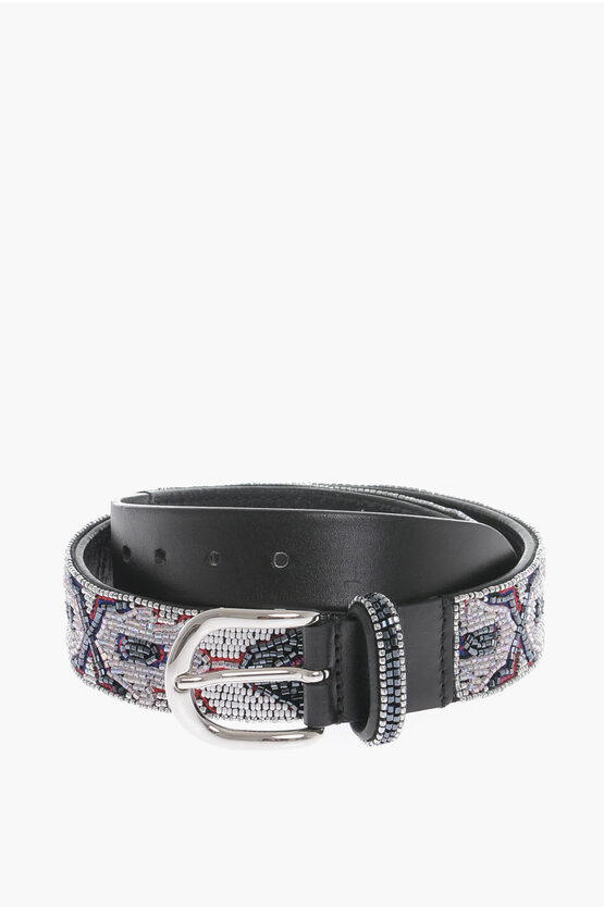 Shop Isabel Marant All-over Sequined Leather Belt 35mm