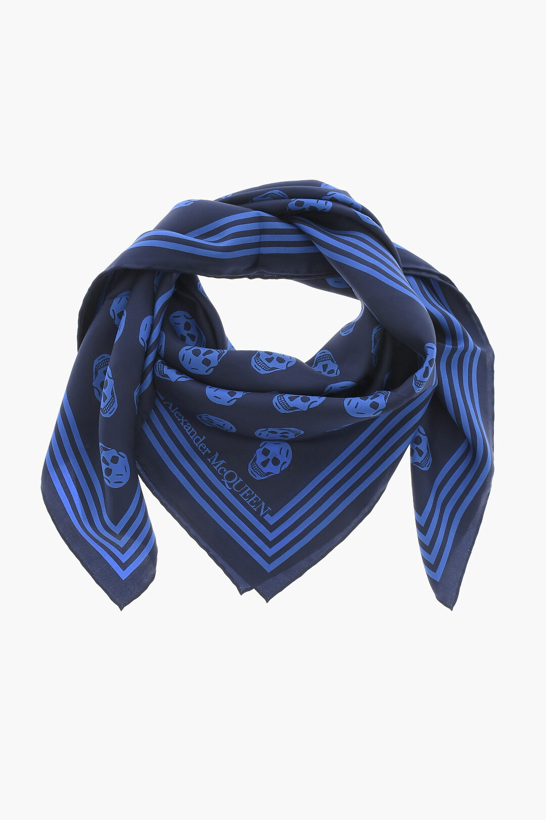 Blue Womens Skull Scarf Alexander McQueen All-Over Skull