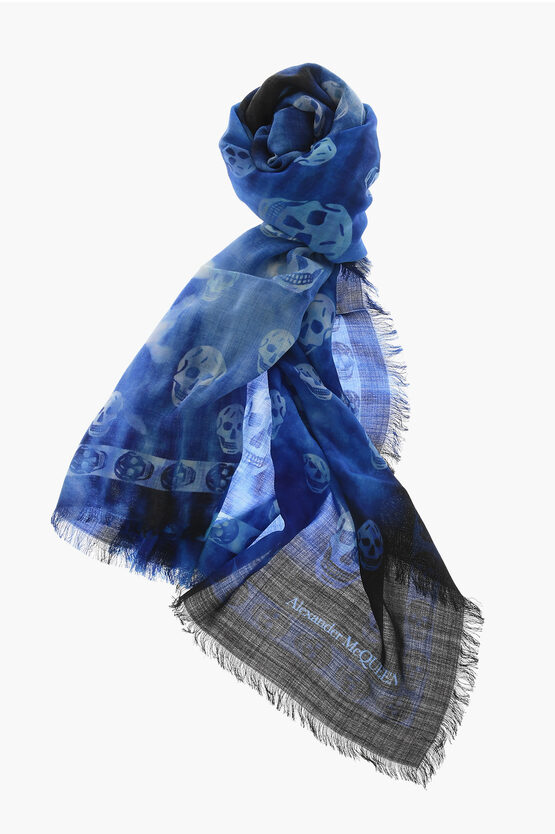 Shop Alexander Mcqueen All-over Skulls Wool Scarf