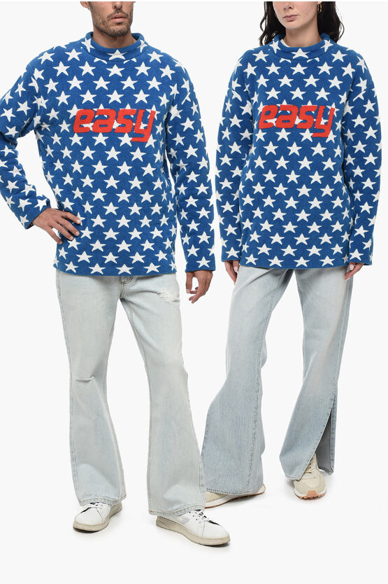 Erl All-over Starsterry-cotton Crew-neck Sweater