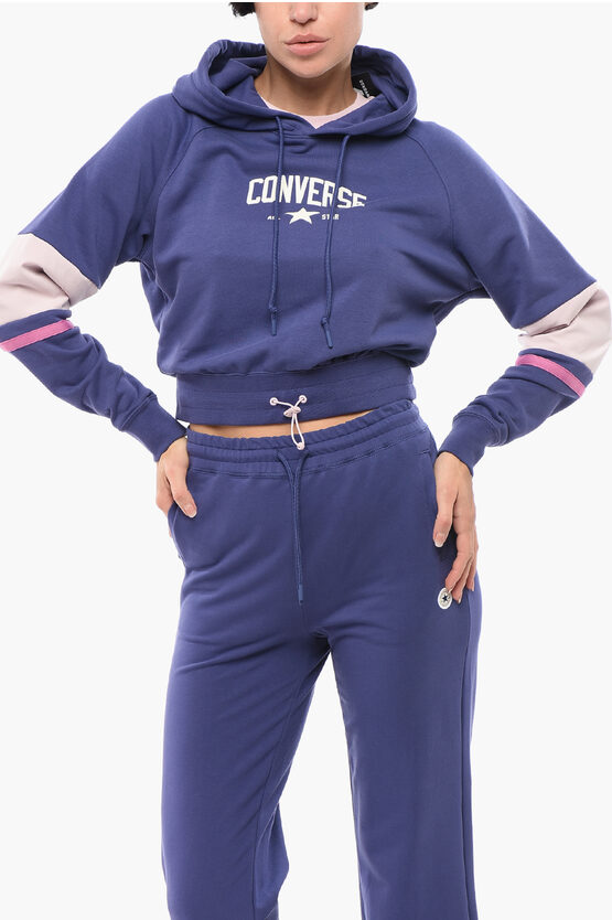 Converse All Star Brushed Cotton Blend Hoodie With Drawstring In Red