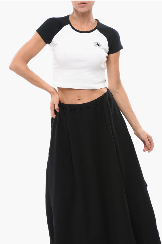 Converse All Star Chcuk Taylor Two-tone Cropped Crew-neck T-shirt In Black