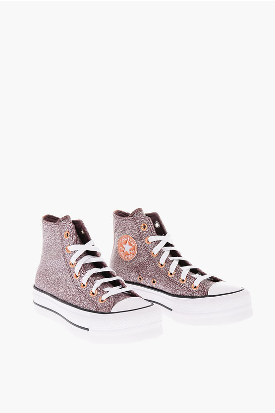 Converse All Star Chuck Taylor 4cm Glittered High-top Trainers In Grey