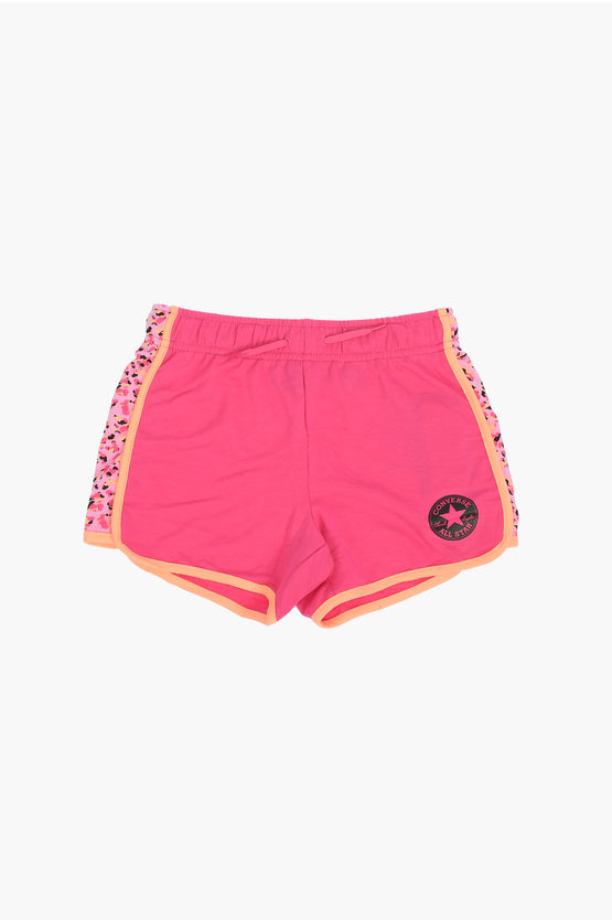 Converse All Star Chuck Taylor Animal Patterned Side Band Shorts In Pink