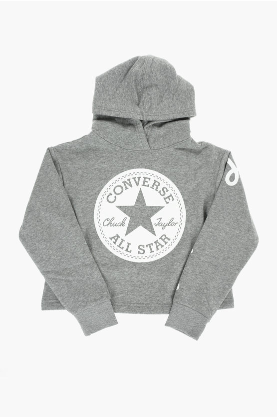 Converse All Star Chuck Taylor Brushed Cotton Hoodie In Grey