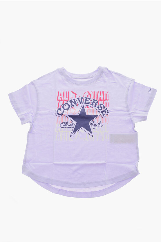 Converse All Star Chuck Taylor Crew-neck Boyfriend T-shirt With Front In Purple
