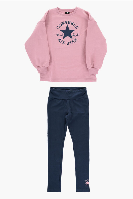 Shop Converse All Star Chuck Taylor Crew-neck Sweatshirt And Leggings Set