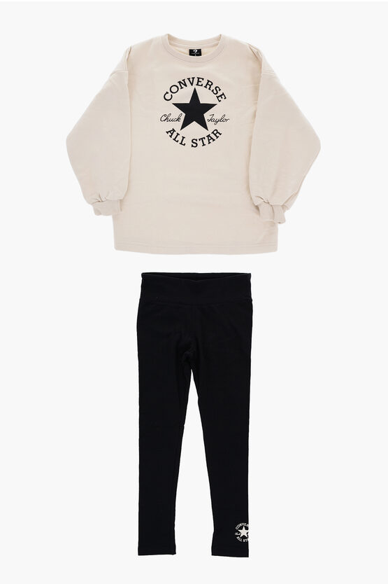 Shop Converse All Star Chuck Taylor Crew-neck Sweatshirt And Leggings Set