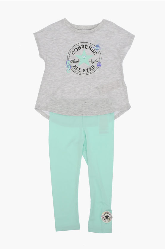 Converse All Star Chuck Taylor Crew-neck T-shirt And Leggings Set In Multi