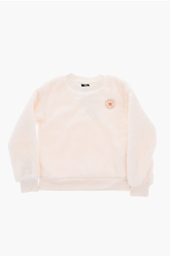 ALL STAR CHUCK TAYLOR Felpa Girocollo Sherpa con Logo Glitter