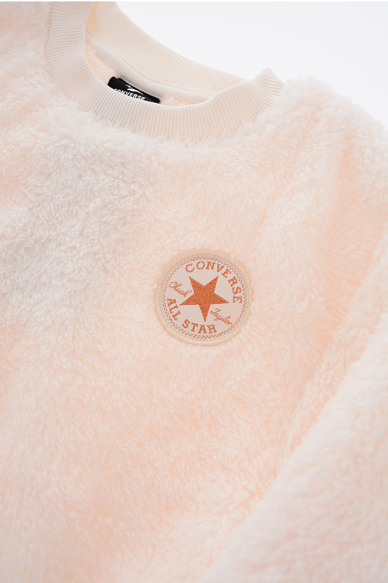 ALL STAR CHUCK TAYLOR Felpa Girocollo Sherpa con Logo Glitter