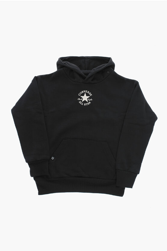 ALL STAR CHUCK TAYLOR Felpa Hoodie in Tinta Unita con Logo a Contrasto