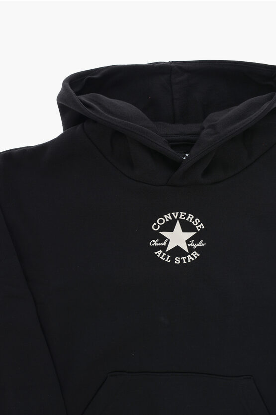 ALL STAR CHUCK TAYLOR Felpa Hoodie in Tinta Unita con Logo a Contrasto