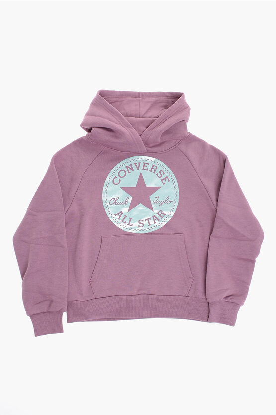 Converse All Star Chuck Taylor Fleeced-cotton Blend Hoodie With Maxi In Pink