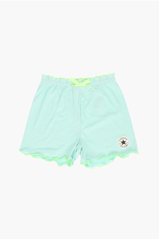 Converse All Star Chuck Taylor High Wiast Ribbed Shorts In Green