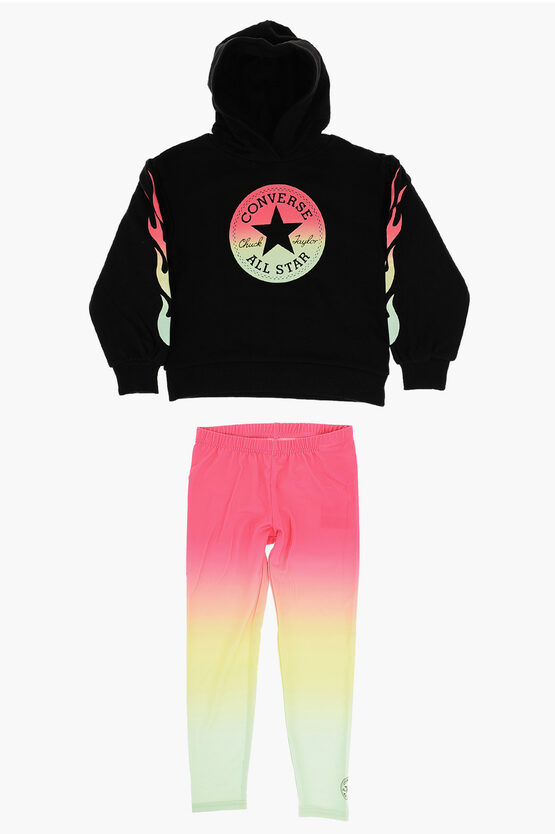 Converse All Star Chuck Taylor Hoodie And Gradient Leggings Set In Black