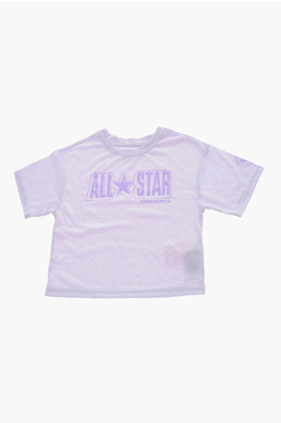 Converse All Star Chuck Taylor Logo Printed Crew-neck T-shirt In Gray