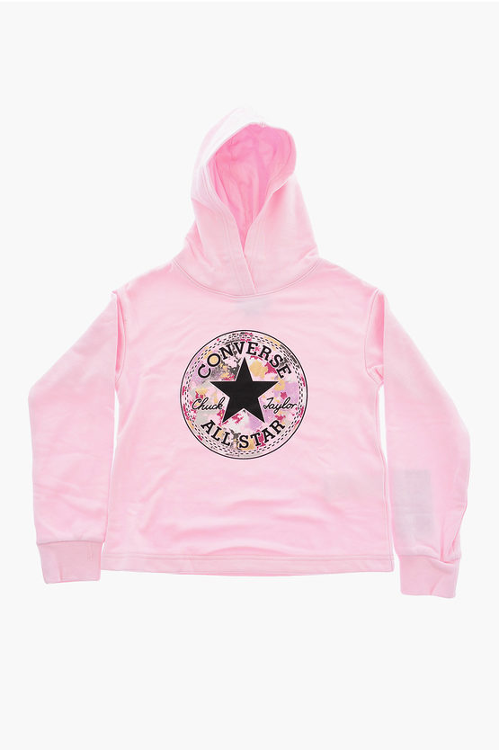 Converse Kids' All Star Chuck Taylor Logo Printed Hoodie In Pink