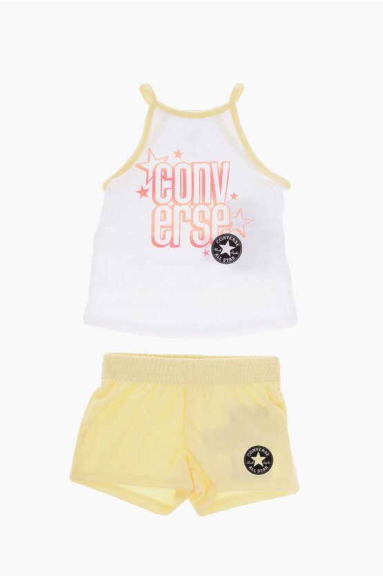 Converse Babies' All Star Chuck Taylor Logo Printed Shorts And Tank Top Set In Yellow