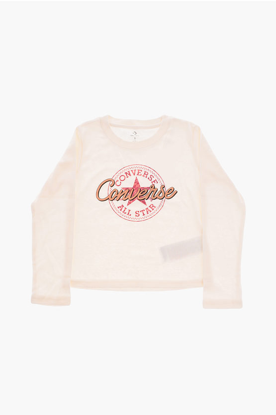 Converse All Star Chuck Taylor Long Sleeve Graphic Tiny T-shirt In Pink