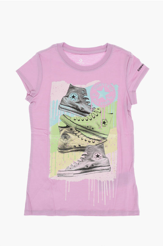Converse All Star Chuck Taylor Maxi Glitter Printed T-shirt In Pink