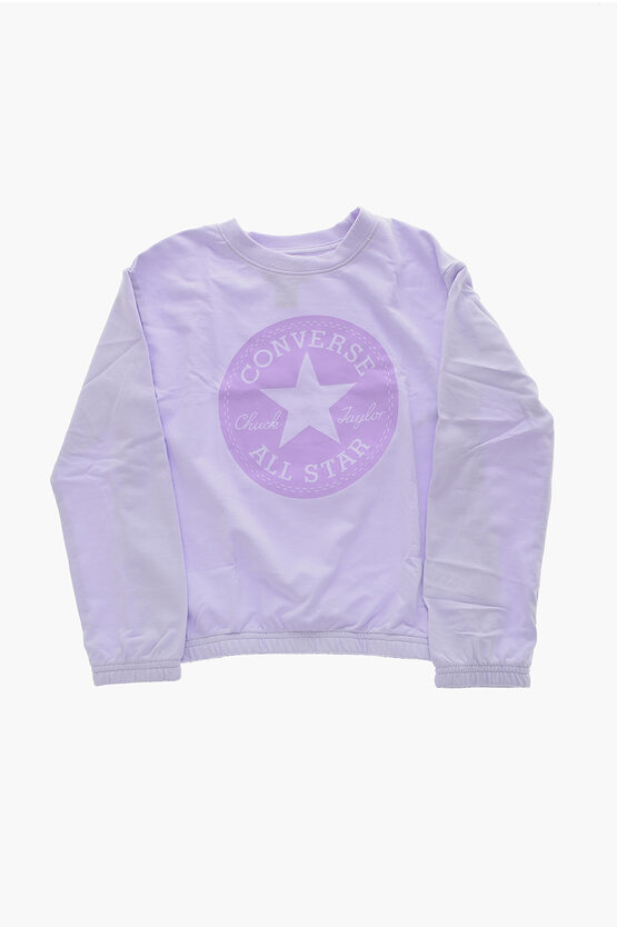 Converse All Star Chuck Taylor Maxi Logo Printed Crew-neck Sweatshirt In Purple