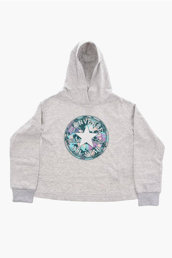 Converse Kids' All Star Chuck Taylor Maxi Logo Printed Hoodie In Gray