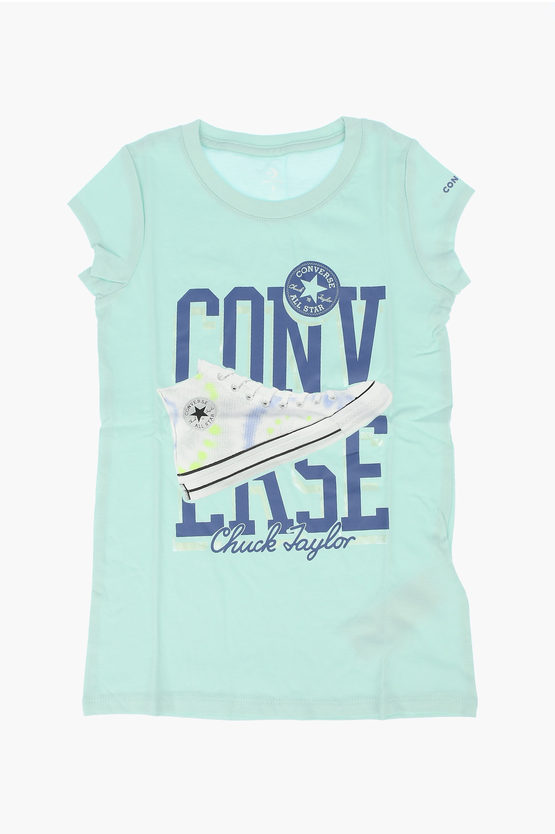 Converse All Star Chuck Taylor Mixi Printed Front T-shirt In Blue
