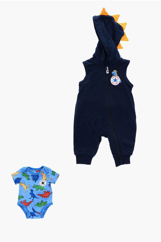 Converse All Star Chuck Taylor Printed Bodysuit And Hooded Romper Sui In Multi