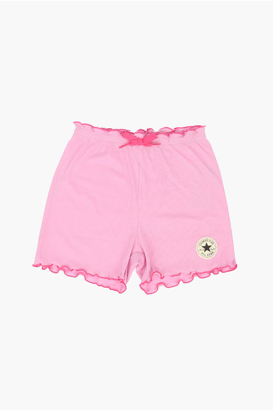 Converse All Star Chuck Taylor Ribbed Shorts With Scalloped Hem In Pink