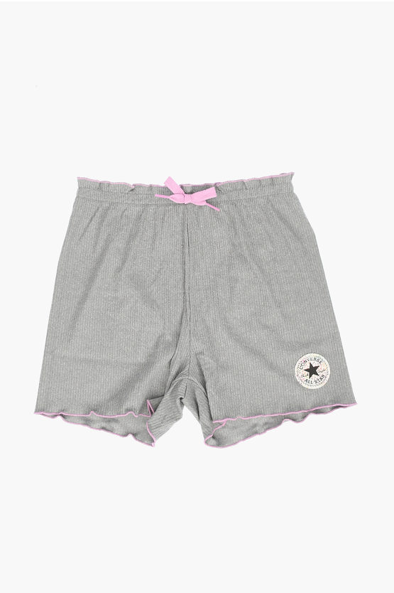 Converse All Star Chuck Taylor Ribbed Shorts With Scalloped Hem In Gray