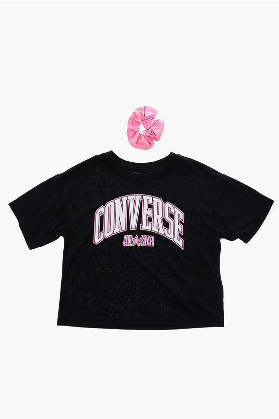 Converse Kids' All Star Chuck Taylor Scrunchie And Crop T-shirt Set In Black