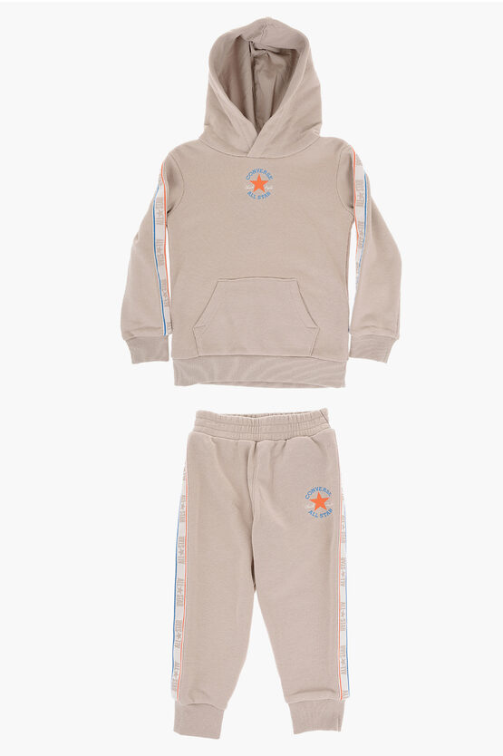 ALL STAR CHUCK TAYLOR Set Felpa Hoodie e Joggers in Tinta Unita con Banda Laterale Logata