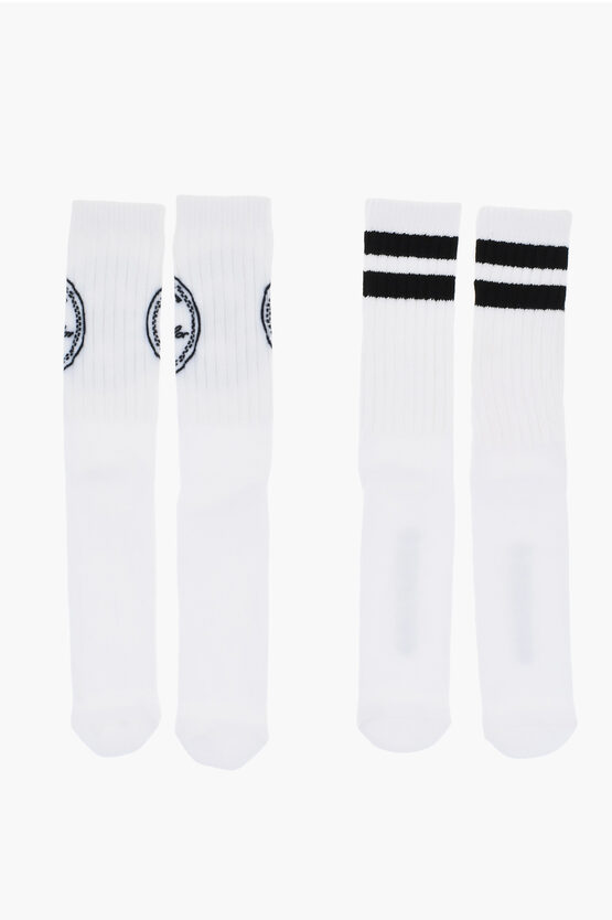 Converse All Star Chuck Taylor Set Of 2 Ribbed Long Socks With Contra