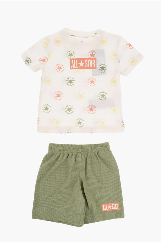 ALL STAR CHUCK TAYLOR Set T-shirt Girocollo stampata All Over e Shorts in Mesh