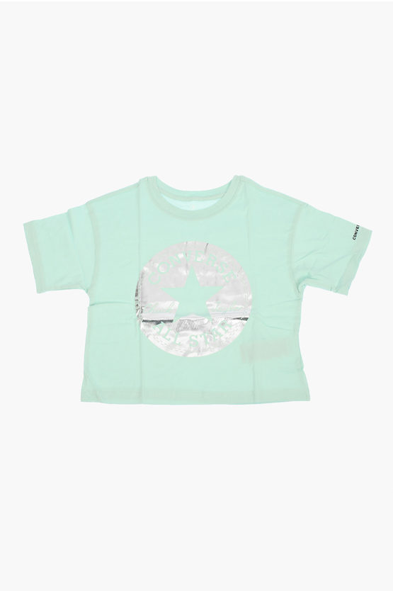 Converse All Star Chuck Taylor Shiny Printed Crew-neck T-shirt In Green