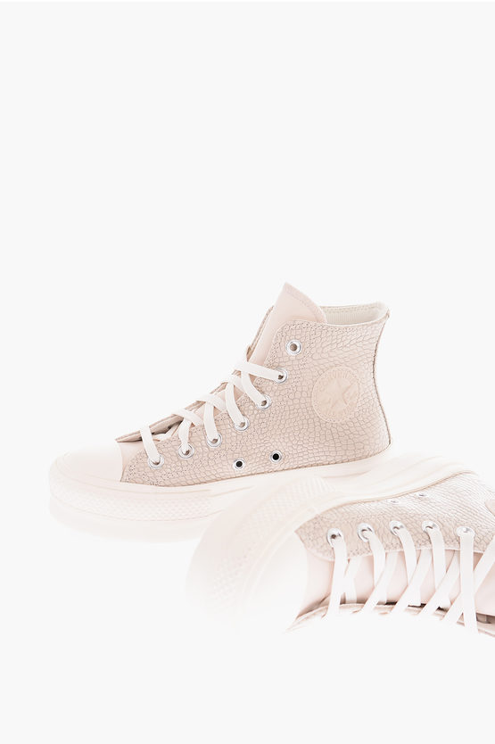 Converse All Star Chuck Taylor Snake Effect Leather High-top Trainers In Pink