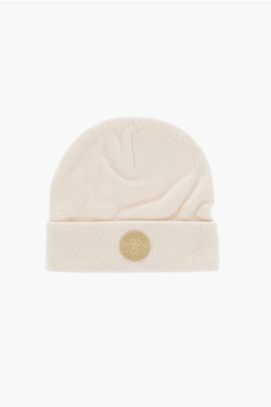 Converse All Star Chuck Taylor Solid Color Beanie With Contrasting Lo In White