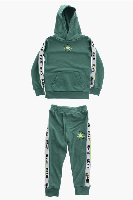 ALL STAR CHUCK TAYLOR Solid Color Hoodie and Joggers Set with Logoed Side Band
