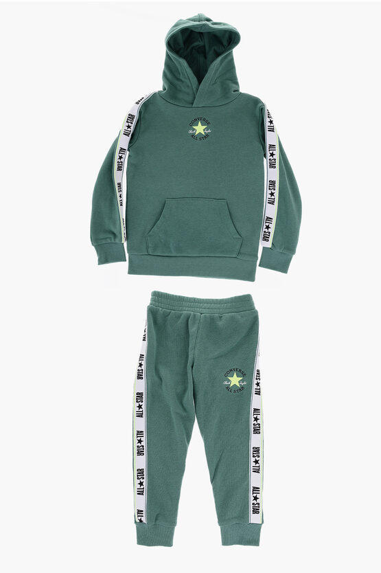 ALL STAR CHUCK TAYLOR Solid Color Hoodie and Joggers Set with Logoed Side Band