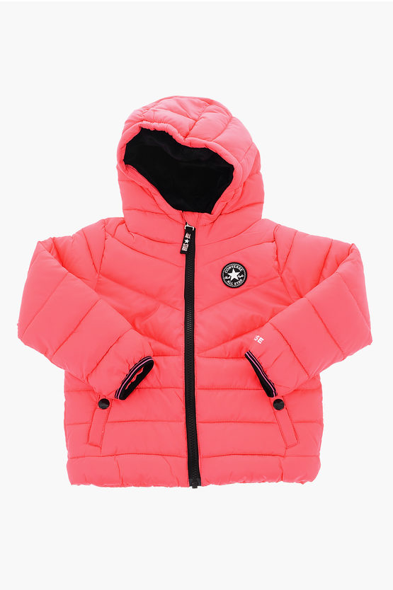 Converse All Star Chuck Taylor Solid Color Padded Jacket With Contras In Pink