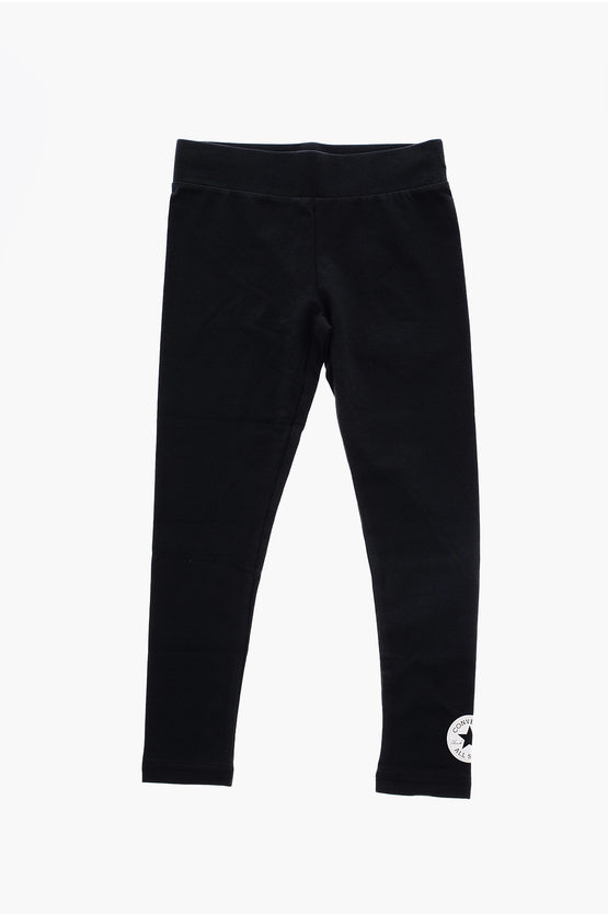 Converse All Star Chuck Taylor Solid Colour Wordmark Leggings In Black