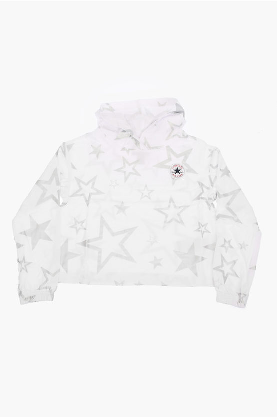 Converse All Star Chuck Taylor Stars Printed Sweatshirt With Hood In White