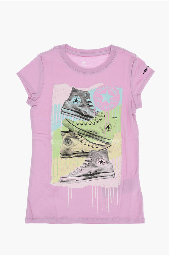 All STAR CHUCK TAYLOR T-shirt con Maxi Stampa Glitter