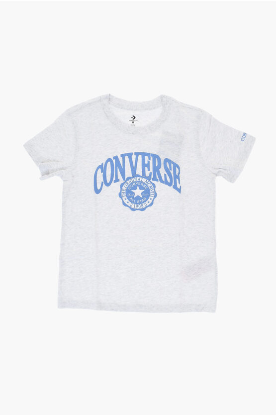 ALL STAR CHUCK TAYLOR T-shirt Girocollo in Misto Cotone con Logo in Rilievo