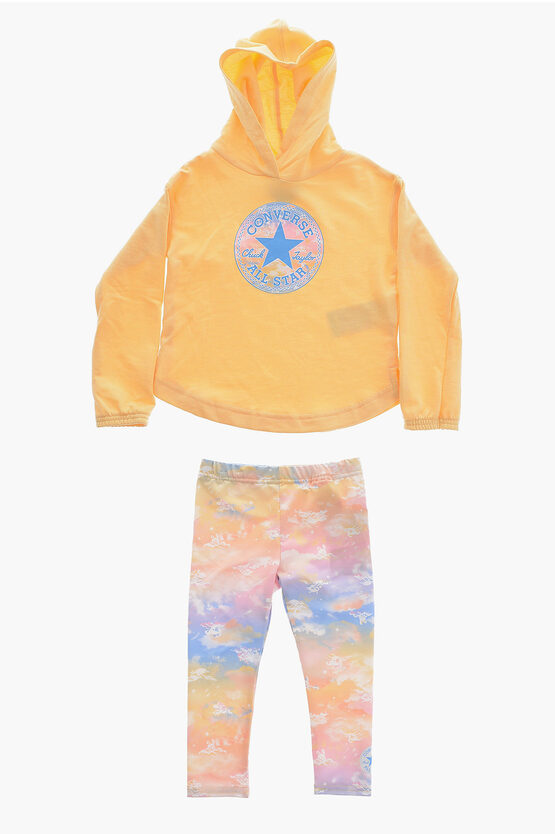 Converse All Star Chuck Taylor Tie Dye Effect Leggings And Sweatshirt In Yellow