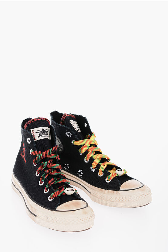 Converse All Star Chuck Taylor Vintage Effect Chuck 70 Embroidered Hi In Black