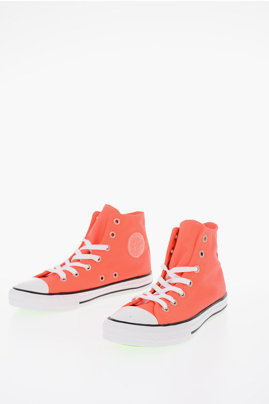 Converse All Star Fabric High-top Sneakers With Logo In Orange