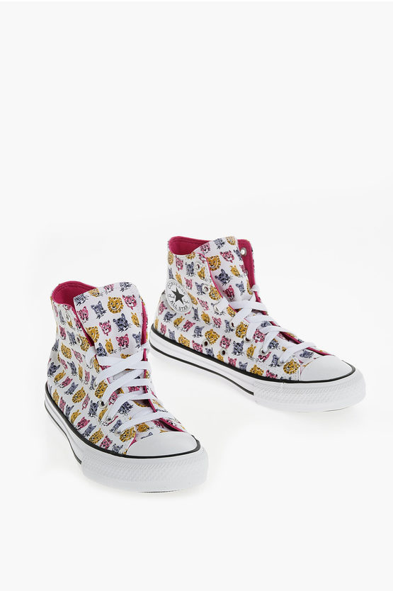 Converse All Star Fabric Printed Sneakers In Gray