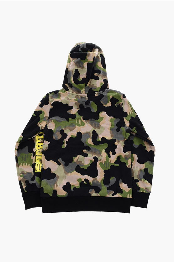 ALL STAR Felpa Camouflage in Cotone Garzato con Cappuccio